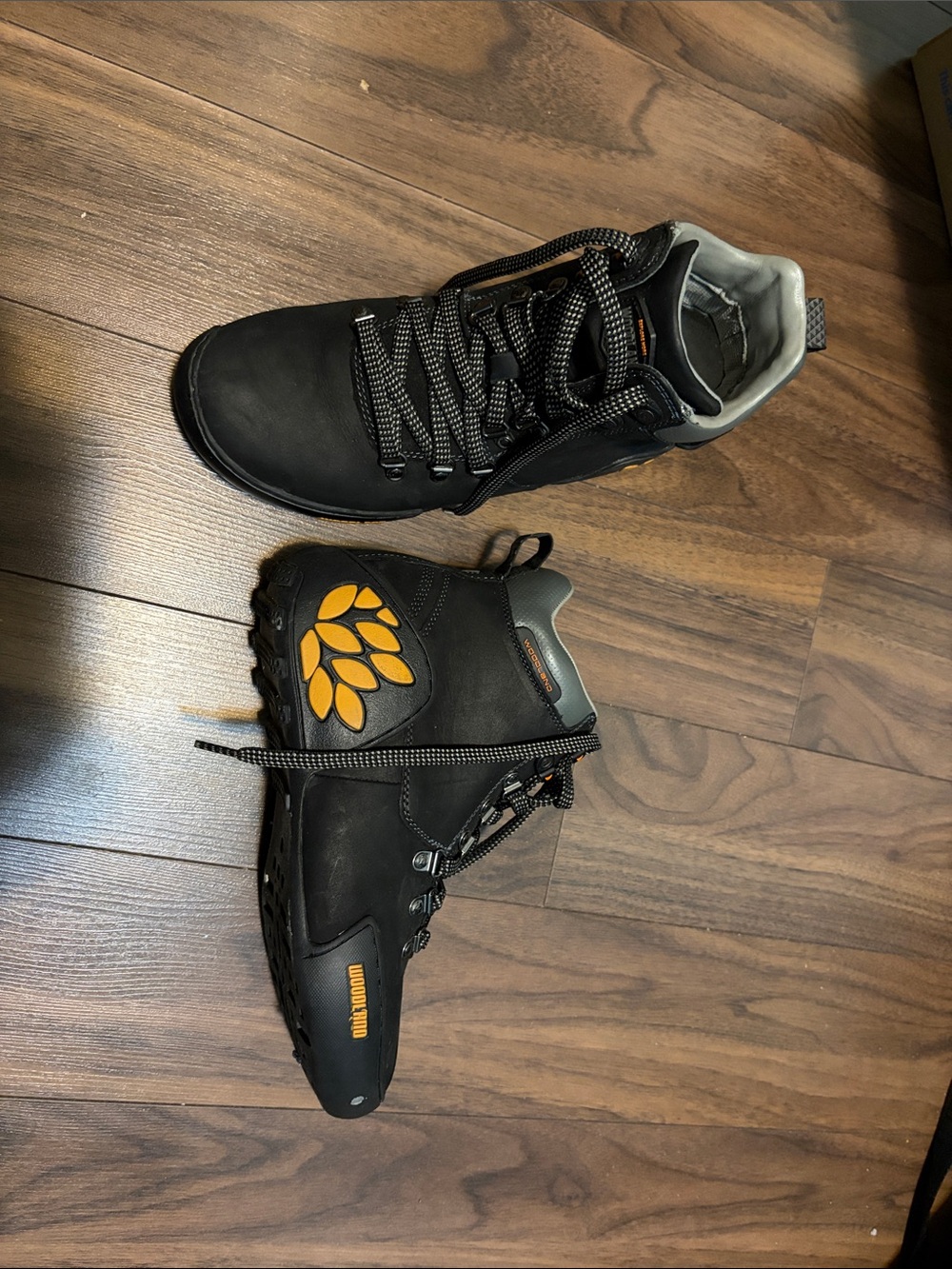 Men's Black Boots with Orange Accent - Rugged Outdoor Style